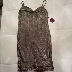 Shimmering Metallic Slip Dress